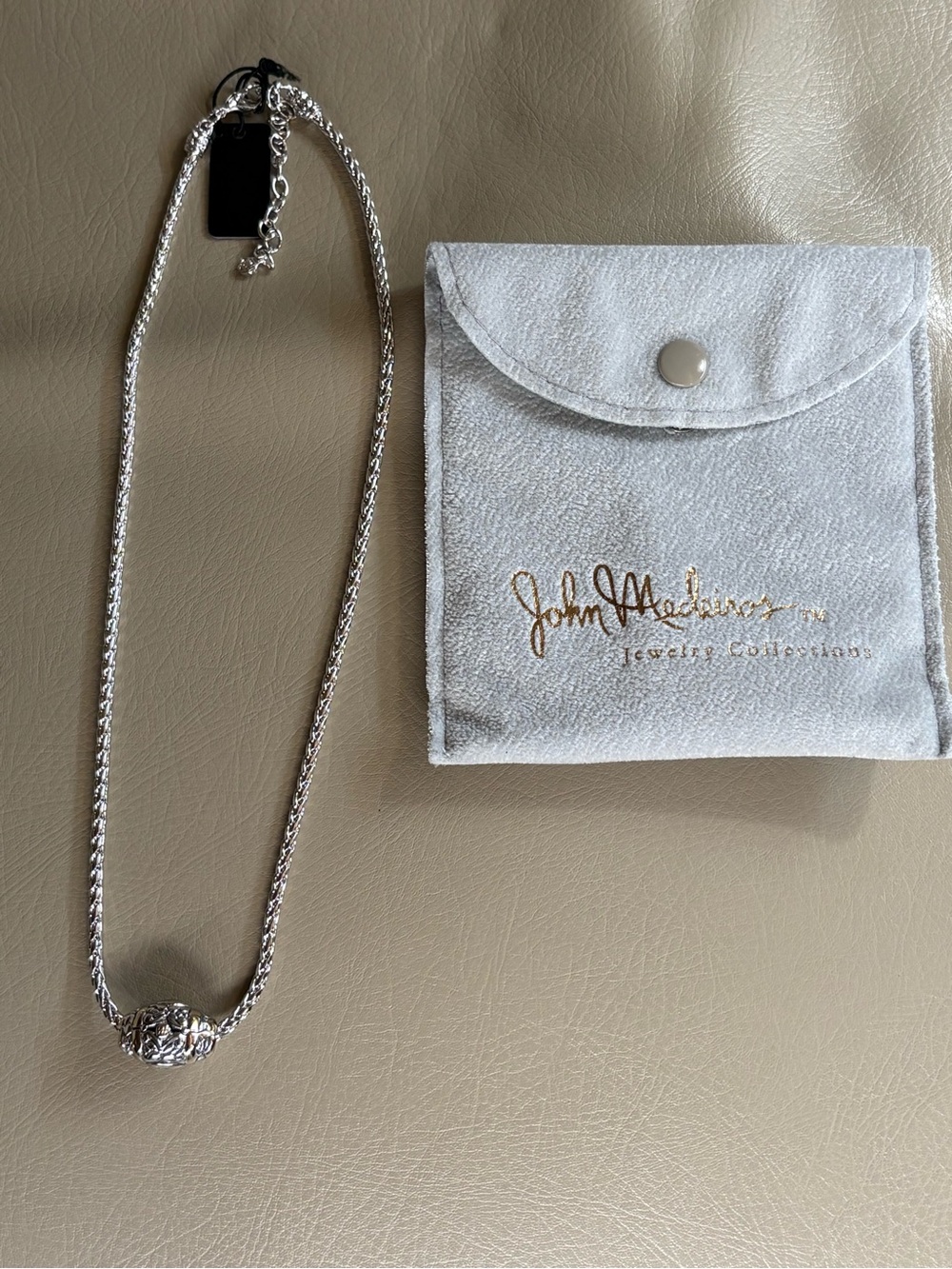 John Medeiros Reversible Two-Tone Barrel Station Pendant Necklace